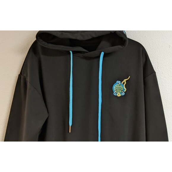 NWOT~Japanese Clothing Blue Dragon Embroidered Hoodie Size Large - Picture 5 of 11